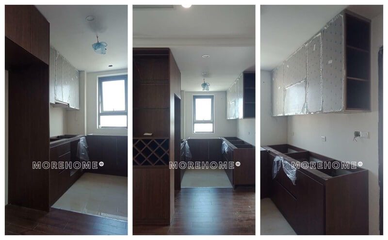 Việc thi công nội thất phòng bếp cho chung cư An Bình City ở Bắc Từ Liêm, Hà Nội đã được bắt đầu.